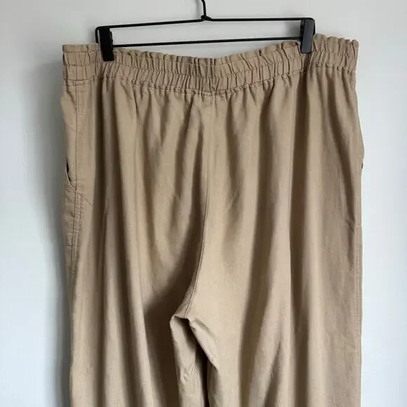 Ashley Stewart Women's Linen Blend Pants Tan Size 20 Pull On Wide Leg NWT 2X - Picture 7 of 11